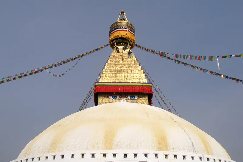 Boudhanath stupa surrounded by the cityscape of Kathmandu